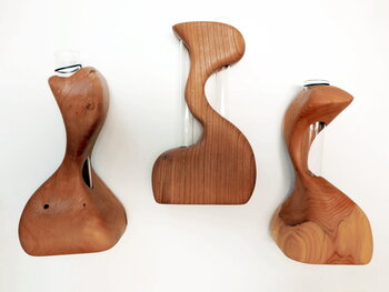 Vasen aus Holz mit Glaseinsatz - handgefertigt